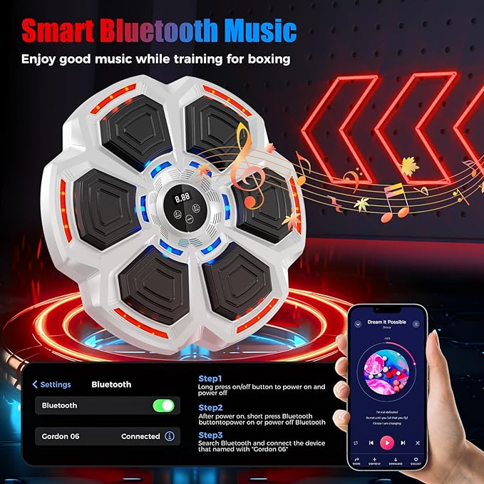 Music Boxing Machine for Adults,Smart Boxing Training Machine,Wall Target Punching Workout for Kids,Reflex Training Suitable for Home,Office,Gym,Fun Fitness Equipment