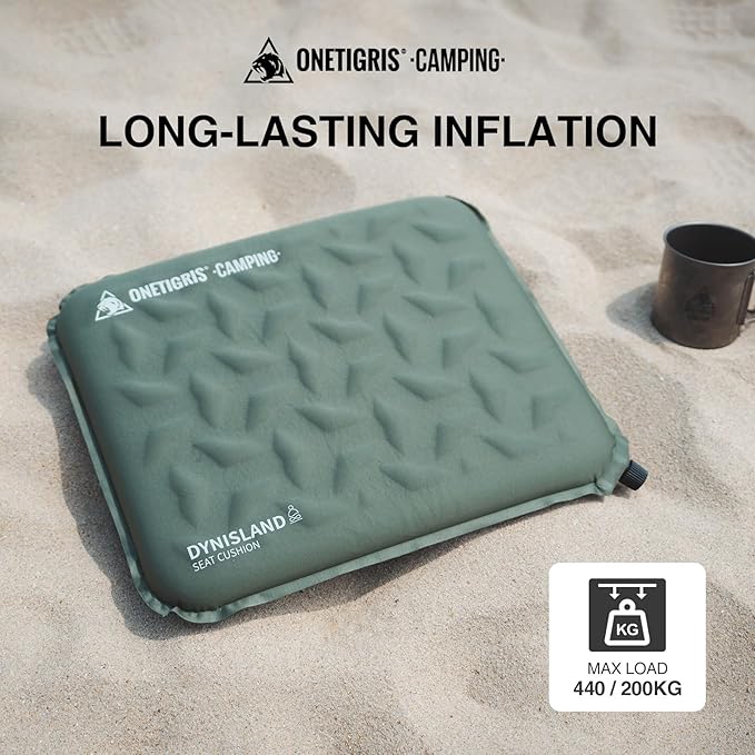 ONETIGRIS Inflatable Seat Cushion - Lightweight & Waterproof Inflatable Camping Seat Cushion Travel Cushion Stadium Seat Office Chair Car Pad