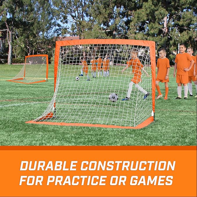 GoSports 4 x 3 ft Portable Soccer Goals for Kids - 13 Colors - Set of 2 Team Tone Pop Up Nets for Backyard