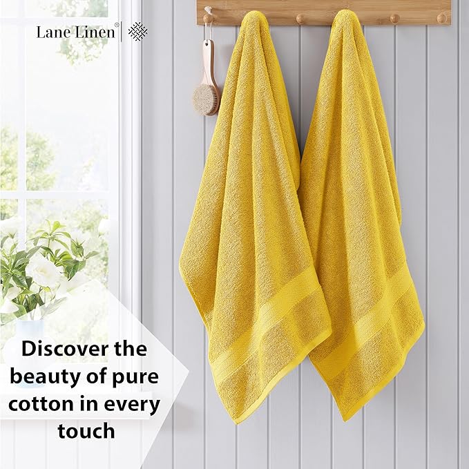 LANE LINEN 100% Cotton Bath Sheets Set of 4 (35"x66") - Ring Spun Cotton Extra Large Bath Towels Set - Quick Dry, Soft & Absorbent Oversized Towel Sets - Holds Well After Multiple Washes - Mimosa