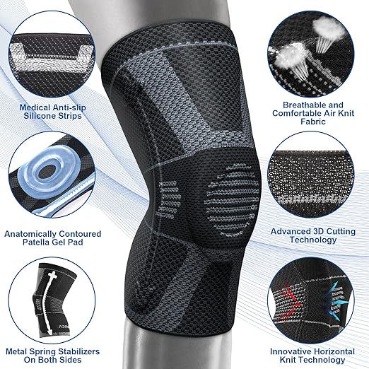 NEENCA Professional Knee Brace for Pain Relief, Medical Knee Compression Sleeve, Knee Support with Horizontal Knit Tech for Meniscus Tear, ACL, Arthritis, Joint Pain, Runner, Workout- FSA/HSA APPROVED