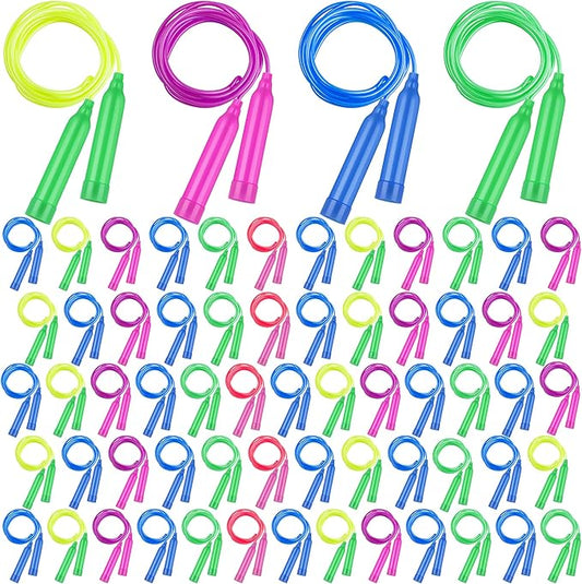 Elcoho 72 Pack Colorful Kids Jump Rope Set Great Party Favor Adjustable Plastic Kids Jump Rope Skipping Rope Outdoor Jump Ropes Great Party Favor