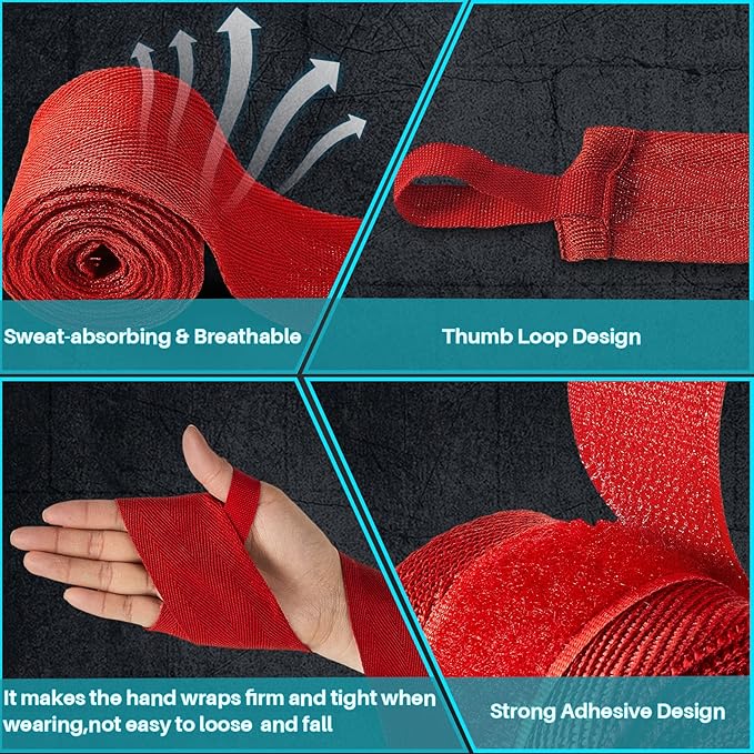 Junkin 12 Pairs 98.4 Inch Boxing Hand Wraps Sports Hand Wraps for MMA Boxing Stretch Mexican Style Hand Wraps for Men Women Martial Arts Boxing MMA Kickboxing Muay Thai