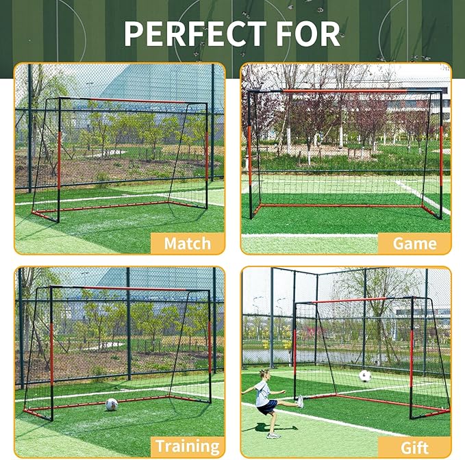 KAIHAOWIN Soccer Goal 3'x2.5'|6'x4'|8'x6'|10'x6.6'-Steel Frame Goal Post All Weather Soccer Net-Quick Assembly Training Sports Soccer Goals for Backyard Indoor Outdoor-Heavy Duty Metal Soccer Goals