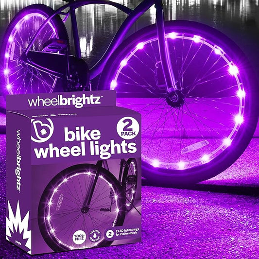 Brightz WheelBrightz LED Bike Wheel Lights - 2025 Edition with Superior Straps & LED-Weatherproof Shield! 14 Colors - Unmatched Durability, Visibility & 48+ Hours of Dazzling Illumination