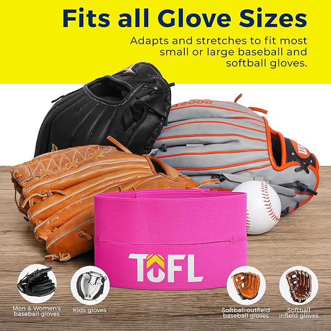 TOFL Baseball Glove Wrap | Premium Elastic Band for Perfect Glove Shape, Break-in & Maintenance | Shape Locker for Men’s & Women’s Softball, Adult & Youth Baseball Mitts, Fits Big & Small Sizes