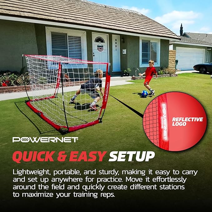PowerNet Soccer Goal for Backyard, 6x4 / 8x4 FT Portable Soccer Net, Sports & Outdoors Training Equipment, 1 Goal & Zipper Storage Bag