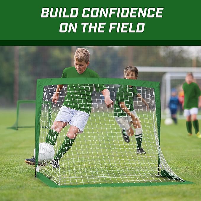 GoSports 4 x 3 ft Portable Soccer Goals for Kids - 13 Colors - Set of 2 Team Tone Pop Up Nets for Backyard