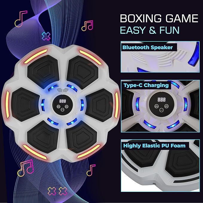 PHYLOKS™ Music Boxing Machine with Gloves, 9 Speeds & 9 Modes, Bring The Boxing Arena Home with Smart Reflex Lights, Music Punching Trainer for Home Fitness & Fun
