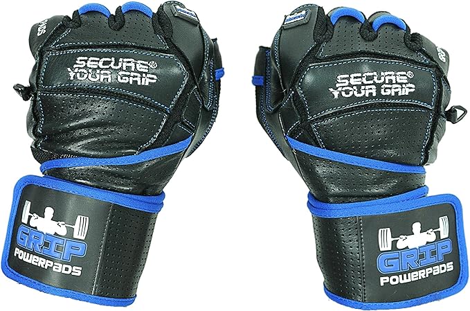 Elite Leather Gym Gloves with Built in 2" Wide Wrist Wraps Grip & Design for Weightlifting Power Lifting Bodybuilding & Strength Training Workout Exercises, Size : Large