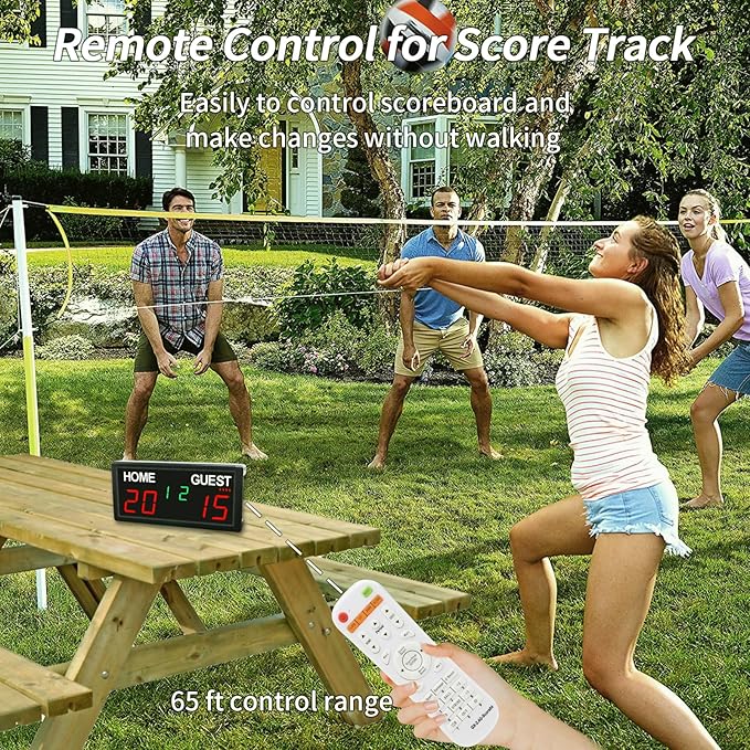 Portable Wireless Digital Scoreboard with Remote Control - Bright LED Display, Multiple Sport Modes & Long Battery Life for Outdoor/Indoor Games, Volleyball, Basketball, Cornhole, Pickleball