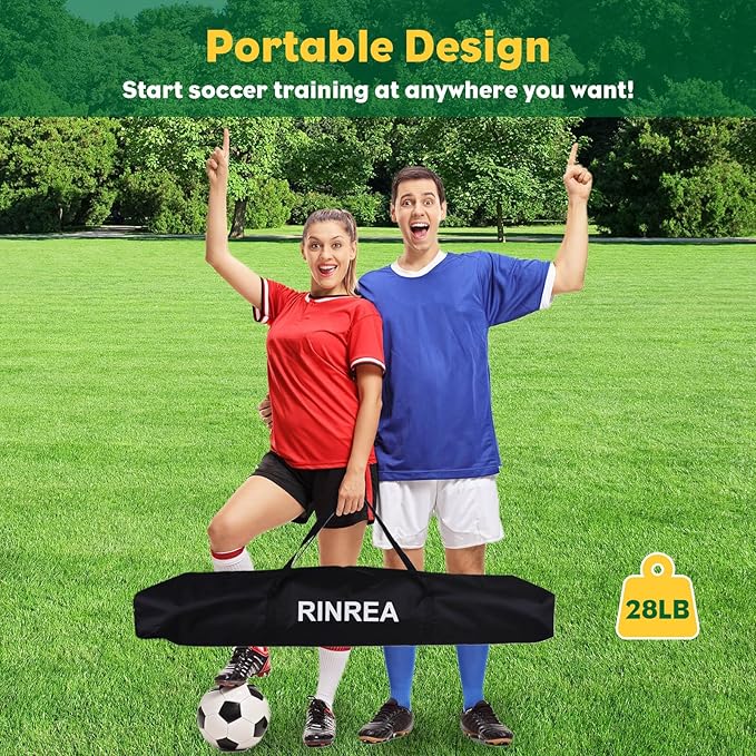 Portable Soccer Goal, Collapsible Soccer Goal Net Metal Base, Quick Setup Soccer Training Equipment with 1 Carry Bag, 1 Agility Ladder, 4 Ground Nails
