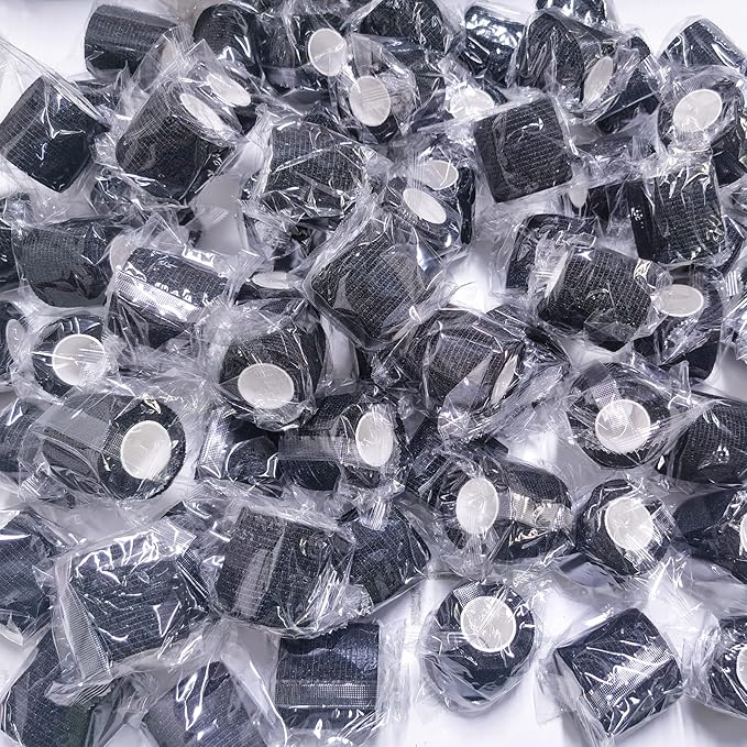 BQTQ 120 Rolls Self Adhesive 2 Inch Black Self Adherent Wrap Tape Sticky Bandage Athletic Wrap for Sports & Vet Wrist & Ankle Sprains