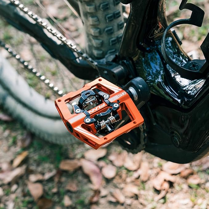 Funn Mamba S MTB Clipless Pedals, Double Sided Clip Compact Platform Mountain Bike Pedals, Compatible with SPD Cleats, 9/16-Inch CrMo Axle Bicycle Pedals for MTB/BMX/Gravel Cycling