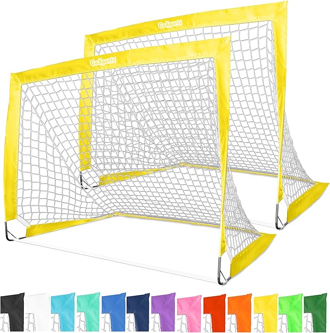 GoSports 4 x 3 ft Portable Soccer Goals for Kids - 13 Colors - Set of 2 Team Tone Pop Up Nets for Backyard