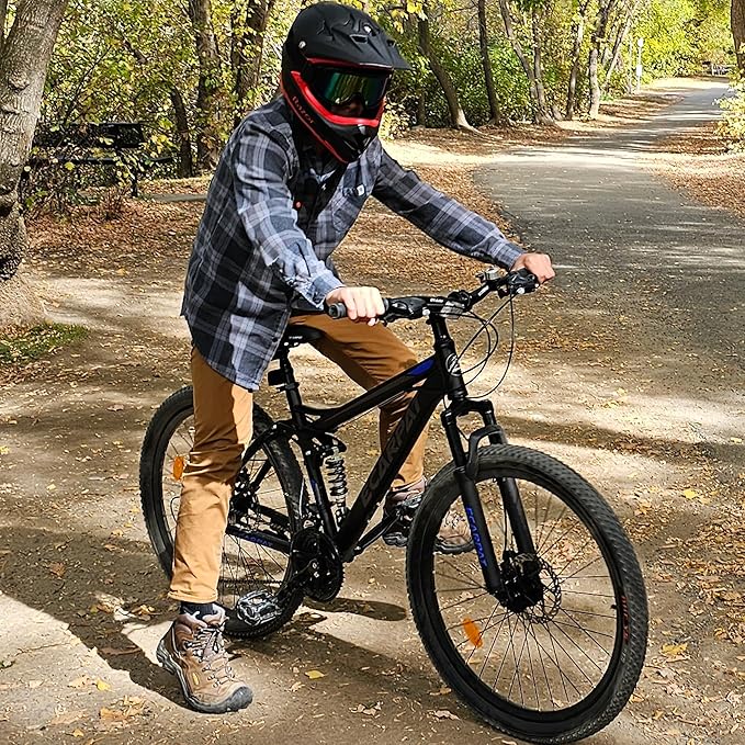 Ecarpat 24/26/27.5 Inch Mountain Bike, Dual/Front Suspension Mens Mountain Bike with 21 Speeds High-Carbon Steel Frame and Disc/V Brakes, Adult Sport Bicycle for Trail Snow Commuter City Road