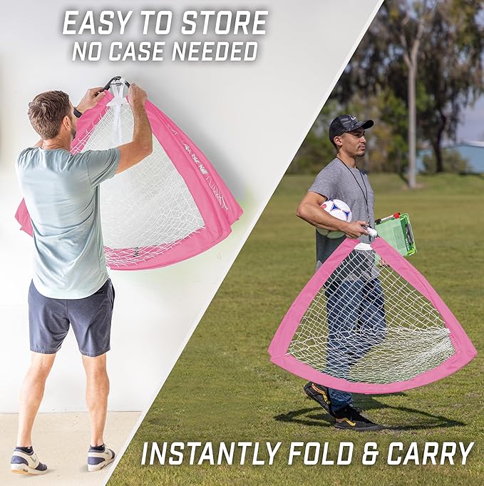 GoSports 4 x 3 ft Portable Soccer Goals for Kids - 13 Colors - Set of 2 Team Tone Pop Up Nets for Backyard