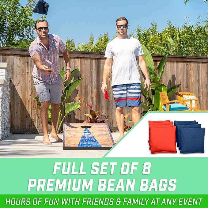 GoSports Portable Cornhole Sets, 8 Styles – Choose 4 x 2 ft or 3 x 2 ft - Boards Include 8 Bean Bags, Travel Case, and Game Rules