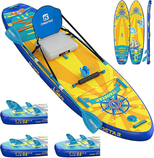 Journey 11'6" / 11'×34" / 11'×35" Extra Wide Paddle Board, One-Stop Premium SUP Board Accessories, Tailored Fins, Stable Inflatable Stand Up Paddle Boards for Youth/Adults of All Skill Levels