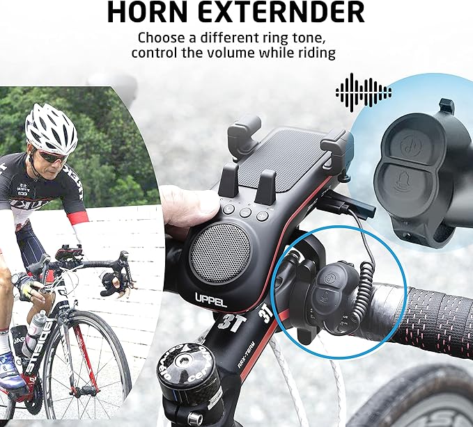 Multifunctional Bike Speaker & Phone Holder - Bicycle Headlight, Horn, Microphone & Power Bank (5000mAh), Ideal for Mountain & Road Cycling