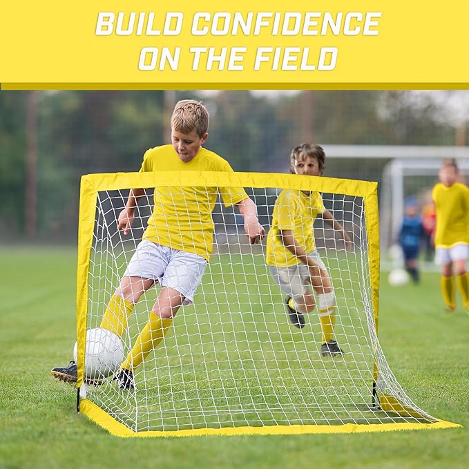 GoSports 4 x 3 ft Portable Soccer Goals for Kids - 13 Colors - Set of 2 Team Tone Pop Up Nets for Backyard