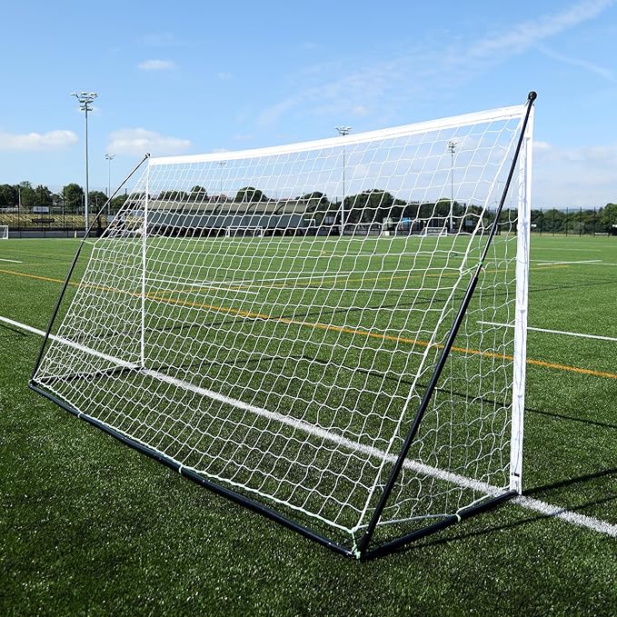 QUICKPLAY Kickster Elite Portable Soccer Goal | Integrated Weighted Base for Training on Turf, Hard Floors or Grass | Sizes 5x3', 6x4', 12x6', 16x7', & 3x2M [Single Goal]