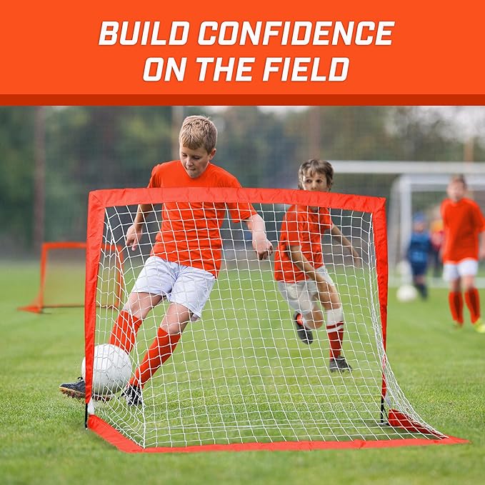 GoSports 4 x 3 ft Portable Soccer Goals for Kids - 13 Colors - Set of 2 Team Tone Pop Up Nets for Backyard