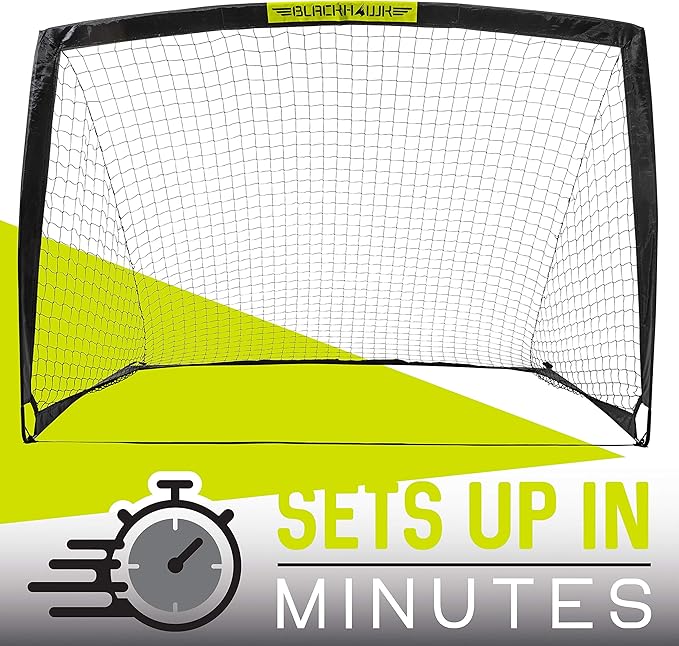Franklin Sports Blackhawk Backyard Soccer Goal - Portable Pop Up Soccer Nets - Youth + Adult Folding Indoor + Outdoor Goals - Multiple Sizes + Colors - Perfect for Games + Practice