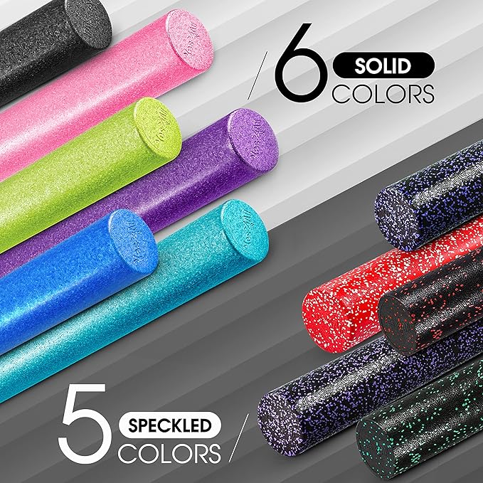 Yes4All High Density Foam Roller for Back, Variety of Sizes & Colors for Yoga, Pilates - Black - 24 Inches