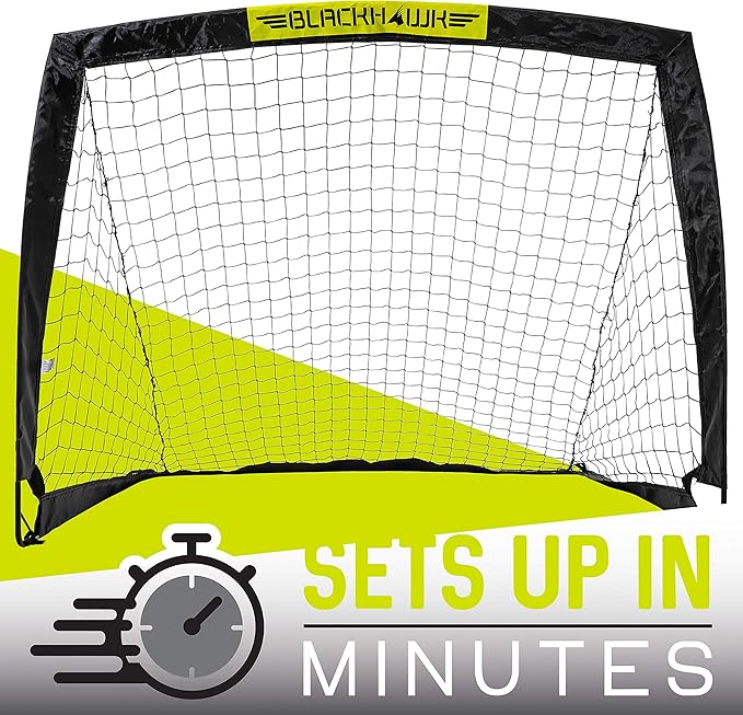 Franklin Sports Blackhawk Backyard Soccer Goal - Portable Pop Up Soccer Nets - Youth + Adult Folding Indoor + Outdoor Goals - Multiple Sizes + Colors - Perfect for Games + Practice