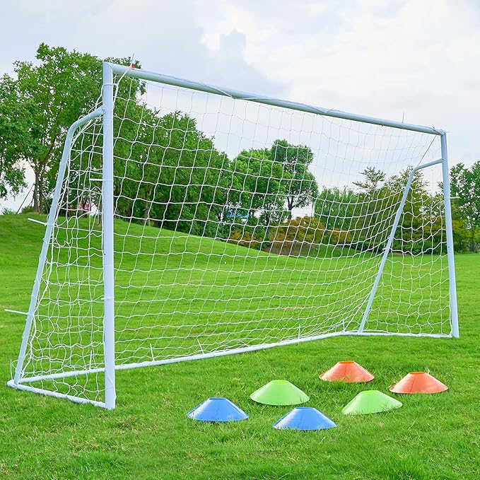 Soccer Goal 12×6, 8×6 and 6×4 FT Soccer Goals for Backyard, 2"Diameter Steel Soccer Goal for Kids and Adults Large soccer goal Powder Coated Galvanized Steel Post With Soccer Target Net for Training