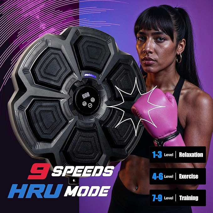 PHYLOKS™ Music Boxing Machine with Gloves, 9 Speeds & 9 Modes, Bring The Boxing Arena Home with Smart Reflex Lights, Music Punching Trainer for Home Fitness & Fun