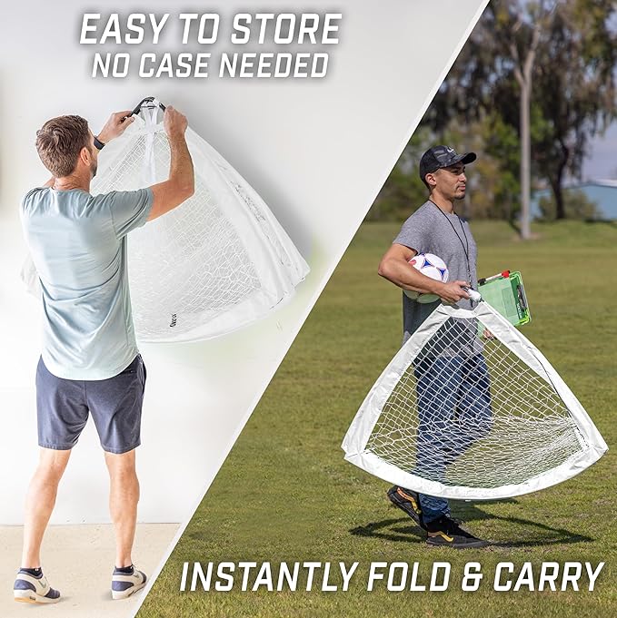 GoSports 4 x 3 ft Portable Soccer Goals for Kids - 13 Colors - Set of 2 Team Tone Pop Up Nets for Backyard