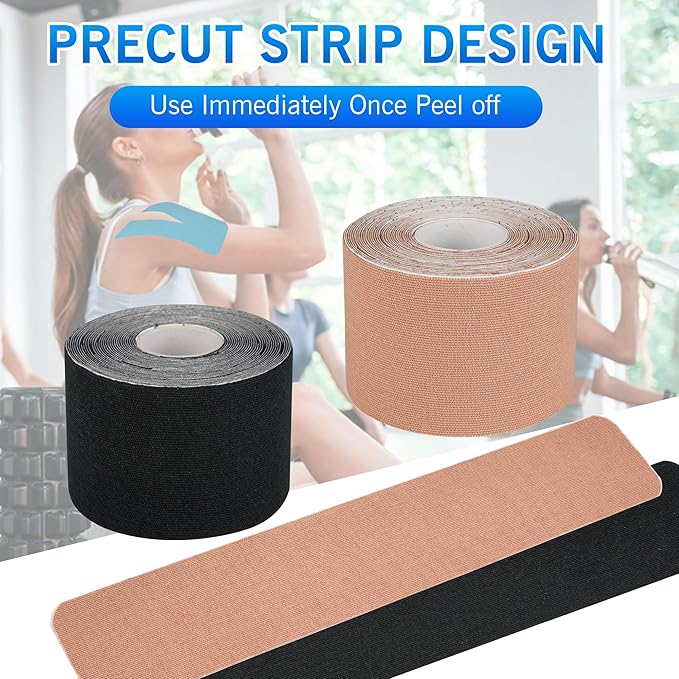Kinesiology Tape - 80 Precut Strips (10" x 2") | Hypoallergenic, Latex-Free | Mixed Colors Athletic Tape for Muscle & Joint Support, Sports & Physical Therapy