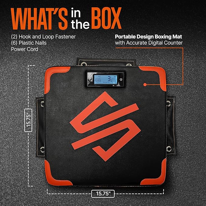 SQUATZ Portable Boxing Mat - Punching Unit with Advanced Digital Counter, Punching Mat for Strength Training, and Exercise, Automated Screen System, for Athletes and Beginners - Easy to Install
