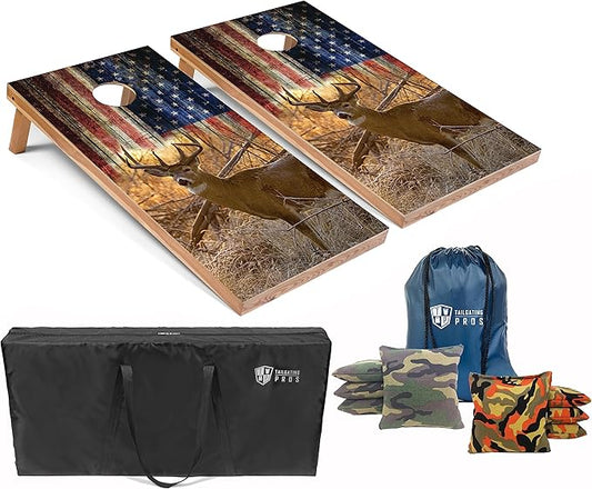 Tailgating Pros Cornhole Board Set w/Bean Bags and Carrying Case - 4'x2' Corn Hole Toss - Tournament and Lightweight Options - Optional LED Lights