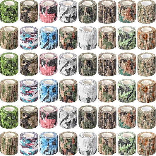 Treela 48 Pack Self Adhesive Wrap Bandage Bulk, 2 Inches x 5 Yards Self Adherent Cohesive Bandage Elastic Athletic Tape Breathable Wound Tape for Stretch Athletic Sports Wrist Ankle(Multi Camo)