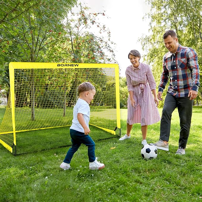 Kids Soccer Goal for Backyard Set - 2 Set of 4x3/ 5X3.6/7x5 ft Toddler Soccer Nets with 20ft Agility Ladder, Soccer Ball, Pop Up Portable Soccer Set for Kids and Youth Training Ages