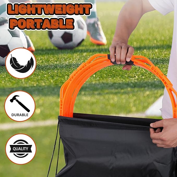 Hikeen Octagonal Agility Rings, Speed Rings, Youth Agility Footwork Training and Speed Hurdles Ladder, Fitness Equipment Sport Workout for Soccer, Home Gym, 6 Firm Rings Set
