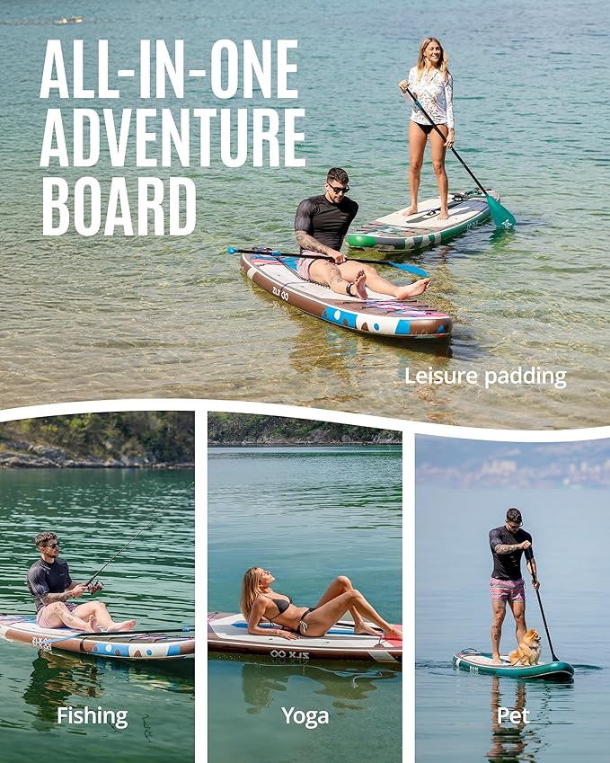 ZLX Inflatable Stand Up Paddle Board, 10'6" SUP Non-Slip Stable Deck Pad, Unique Center Fin, Premium Accessories, Portable Paddleboard for Adults, Beginners, All Skill Levels