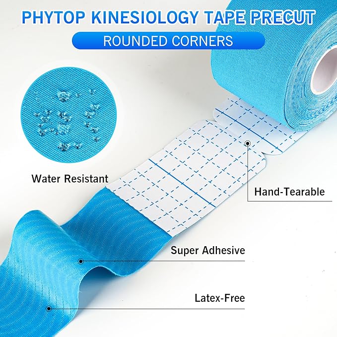 Kinesiology Tape - 80 Precut Strips (10" x 2") | Hypoallergenic, Latex-Free | Mixed Colors Athletic Tape for Muscle & Joint Support, Sports & Physical Therapy