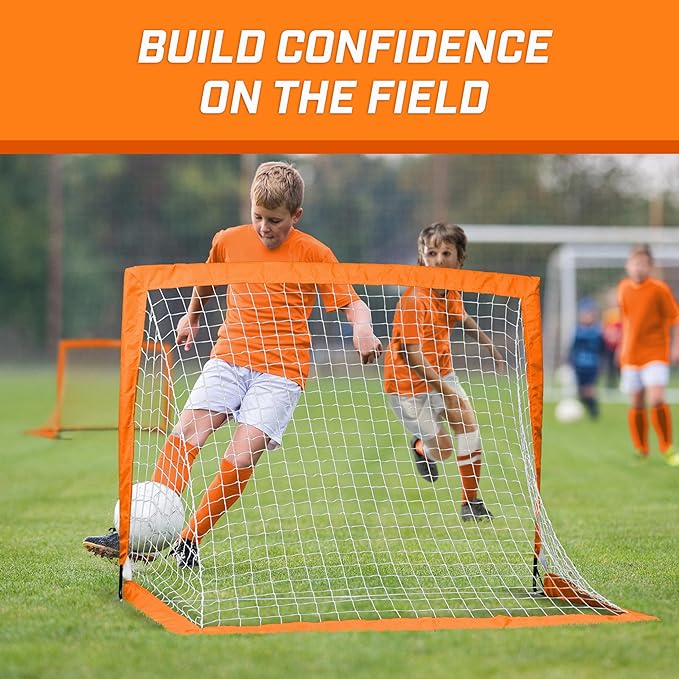 GoSports 4 x 3 ft Portable Soccer Goals for Kids - 13 Colors - Set of 2 Team Tone Pop Up Nets for Backyard