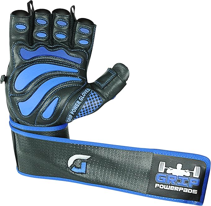 Elite Leather Gym Gloves with Built in 2" Wide Wrist Wraps Grip & Design for Weightlifting Power Lifting Bodybuilding & Strength Training Workout Exercises, Size : Medium