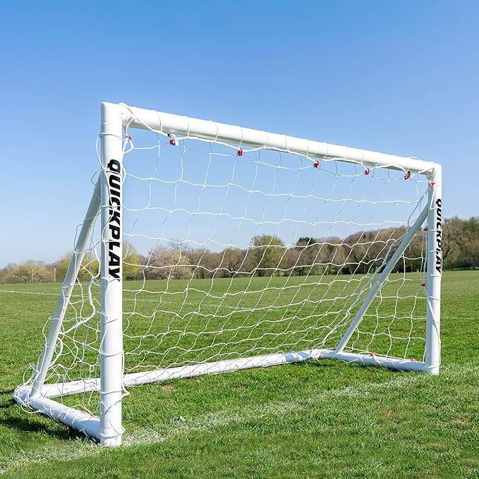 QUICKPLAY Q-Fold Soccer Goal | 30-Second Folding Design for Easy Setup | Portable & Weatherproof uPVC Soccer Goal for Backyard | Durable Post for Adults & Kids