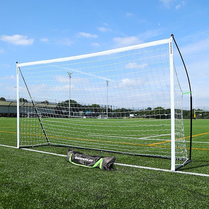 QUICKPLAY Kickster Elite Portable Soccer Goal | Integrated Weighted Base for Training on Turf, Hard Floors or Grass | Sizes 5x3', 6x4', 12x6', 16x7', & 3x2M [Single Goal]