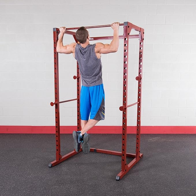 Best Fitness Power Rack - 14-Gauge Steel Home Gym with 500lb Capacity, Chin Bar, 23 Adjustable Safety Bars, Optional LAT & Dip Attachments, Midnight Black