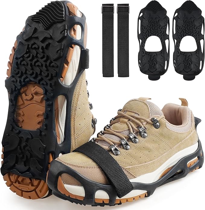 Spikeless Ice Cleats Snow Traction Crampons Anti-Slip Ice Grippers for Shoes and Boots Indoor Slip-On Ice Traction Devices Aids Rubber Footwear for Indoor/Outdoor