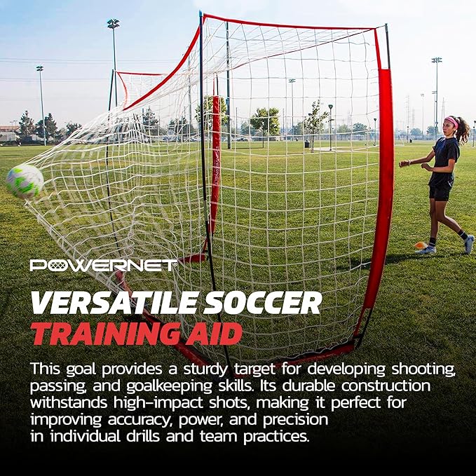PowerNet Soccer Goal for Backyard, 3Mx2M / 12x6 FT Portable Soccer Net, Sports & Outdoors Training Equipment, 1 Goal & Zipper Storage Bag