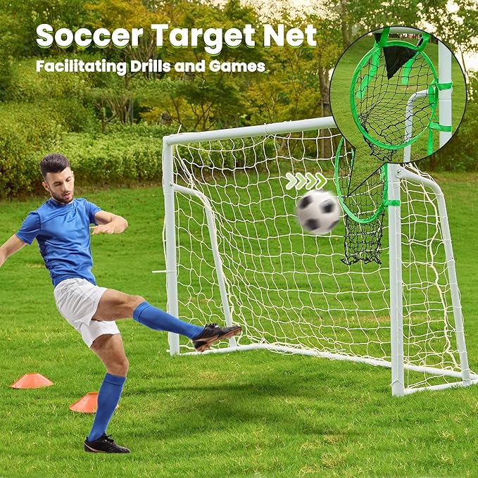 Soccer Goal 12×6, 8×6 and 6×4 FT Soccer Goals for Backyard, 2"Diameter Steel Soccer Goal for Kids and Adults Large soccer goal Powder Coated Galvanized Steel Post With Soccer Target Net for Training