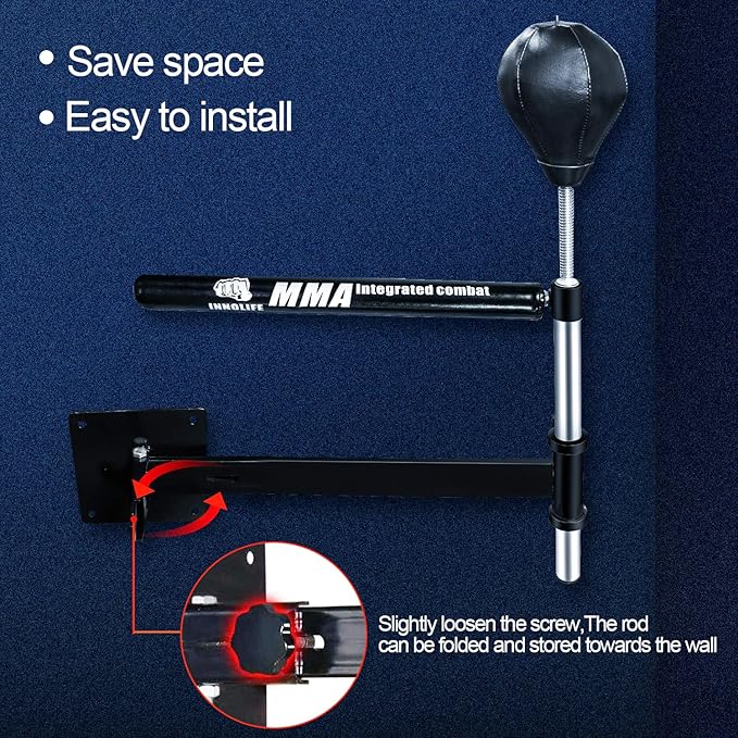 INNOLIFE Wall Mount MMA Boxing Speed Trainer Punching Spinning Bar with Punching Ball